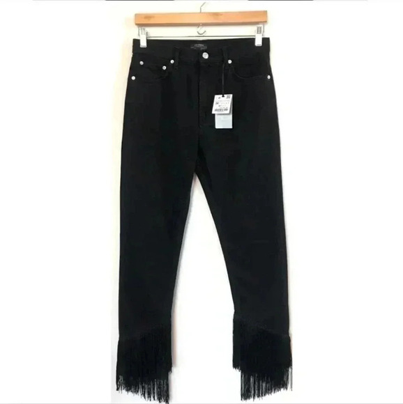 ZARA Costumized  The Vintage High Waisted Black Fringe Jeans - Picture 2 of 15